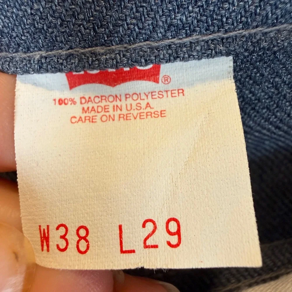 Vintage Levis Action Slacks Mens 38x29 Blue Dacron Polyester Made in USA 80s 90s